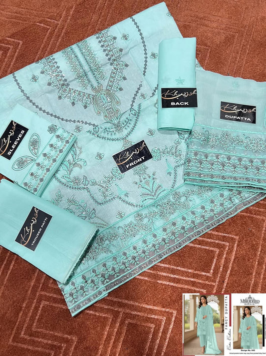 3-PC Cotton Suit With chiffon Digital print Dupatta KZ-1003