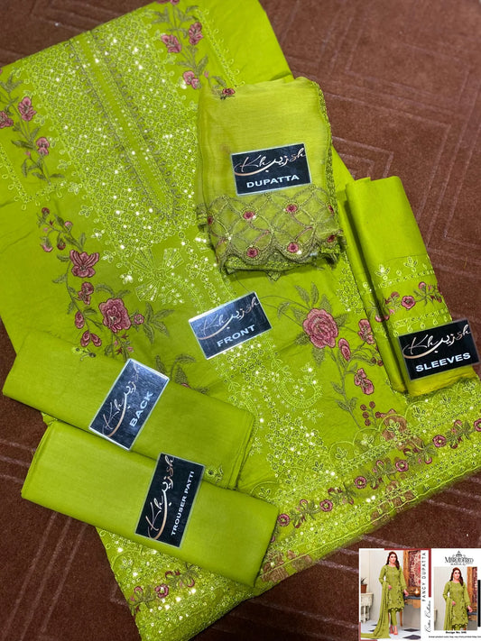 3-PC Cotton Suit With Chiffon Dupatta KZ-1006