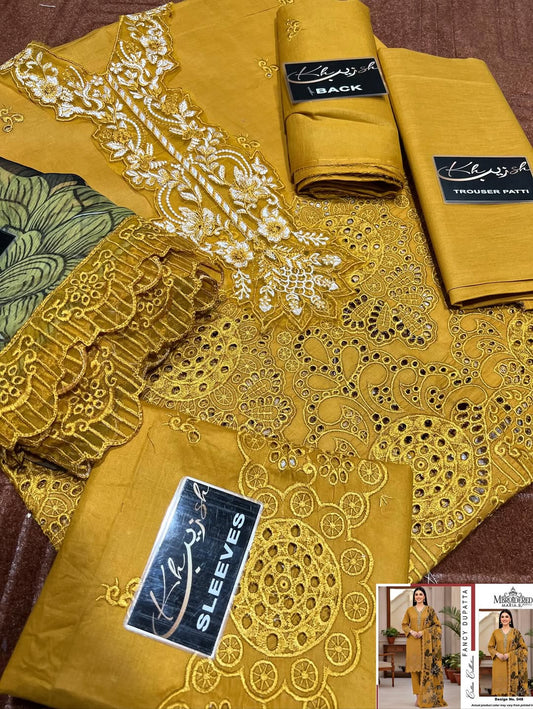 3-PC Cotton Suit With chiffon Digital print Dupatta KZ-1001