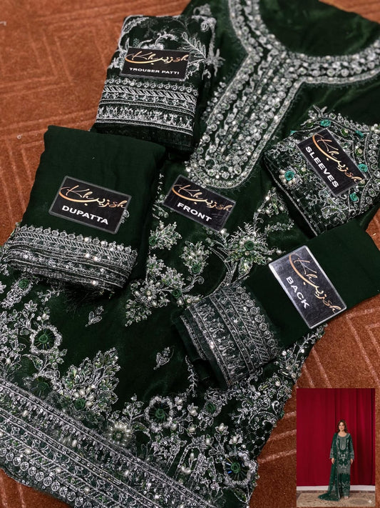 3-PC Chiffon suit with silk trouser KZ1005