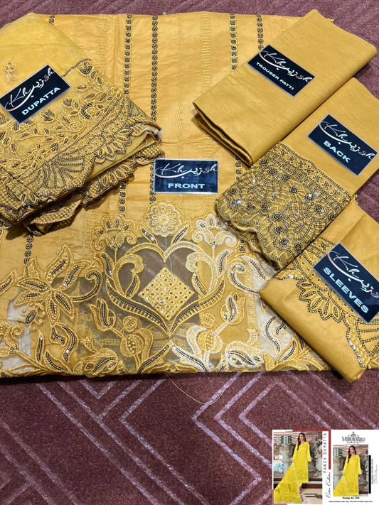 3-PC Cotton Suit with Organza Dupatta KZ-1008