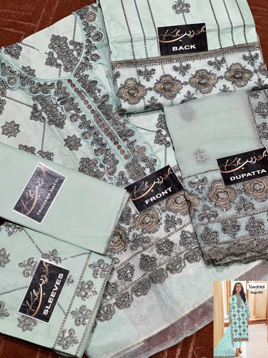 3-PC CottonSuit With Chiffon Dupatta KZ-1011