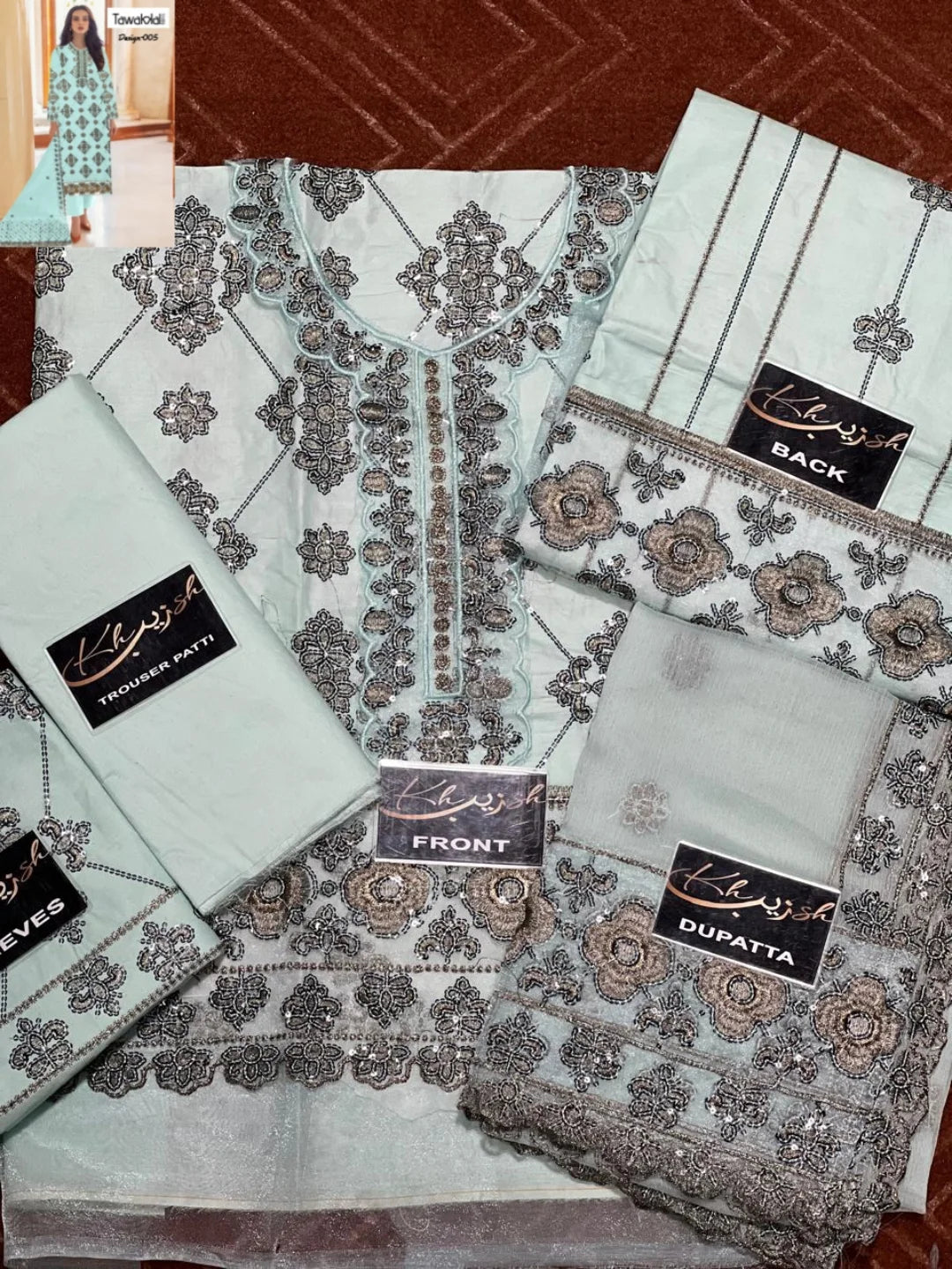 3-PC CottonSuit With Chiffon Dupatta KZ-1011