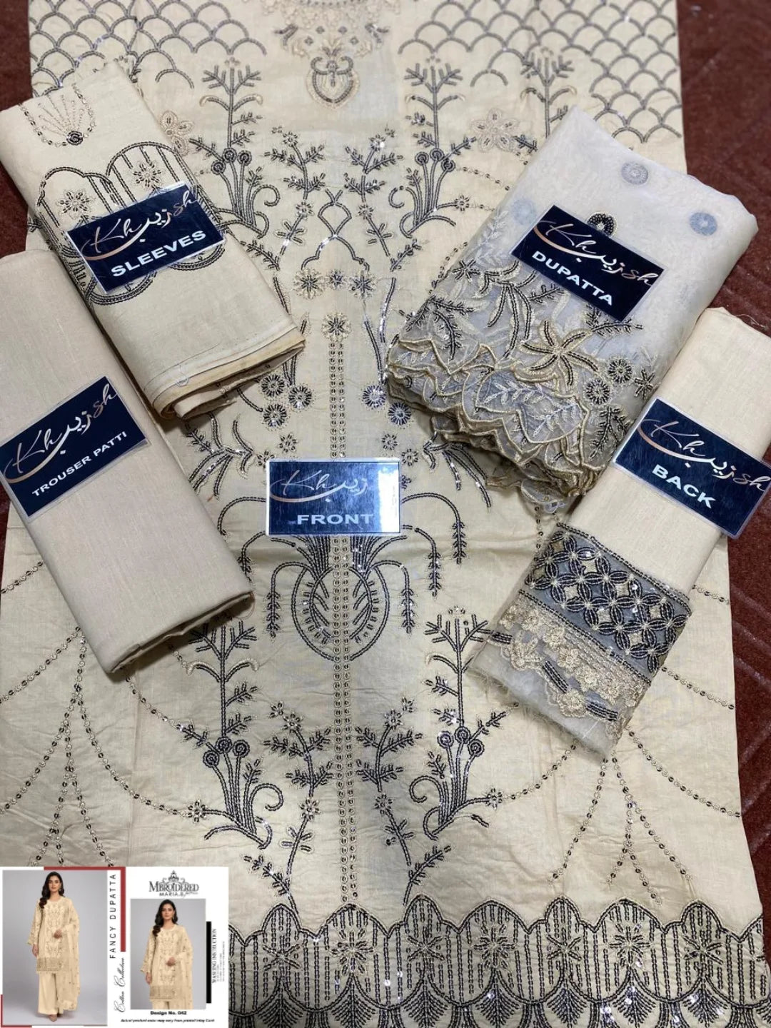 3-PC SUIT ON COTTON WITH ORGANZA DUPATTA KZ-1012