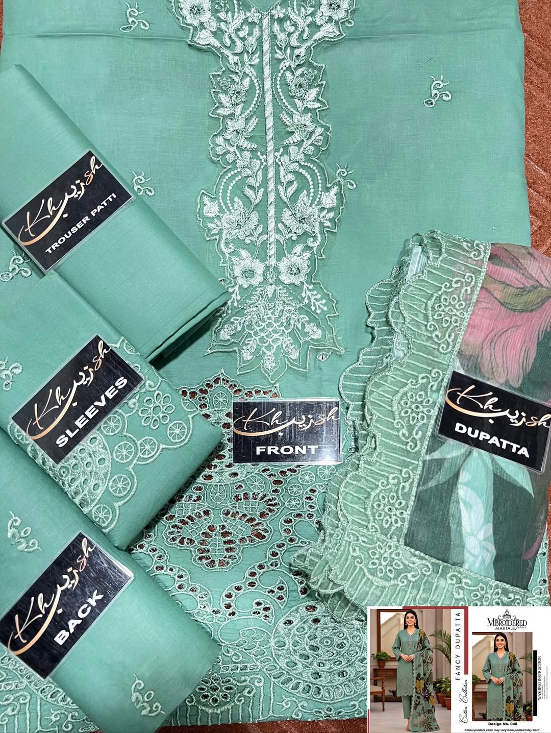 3-PC Cotton Suit With chiffon Digital print Dupatta KZ-1002