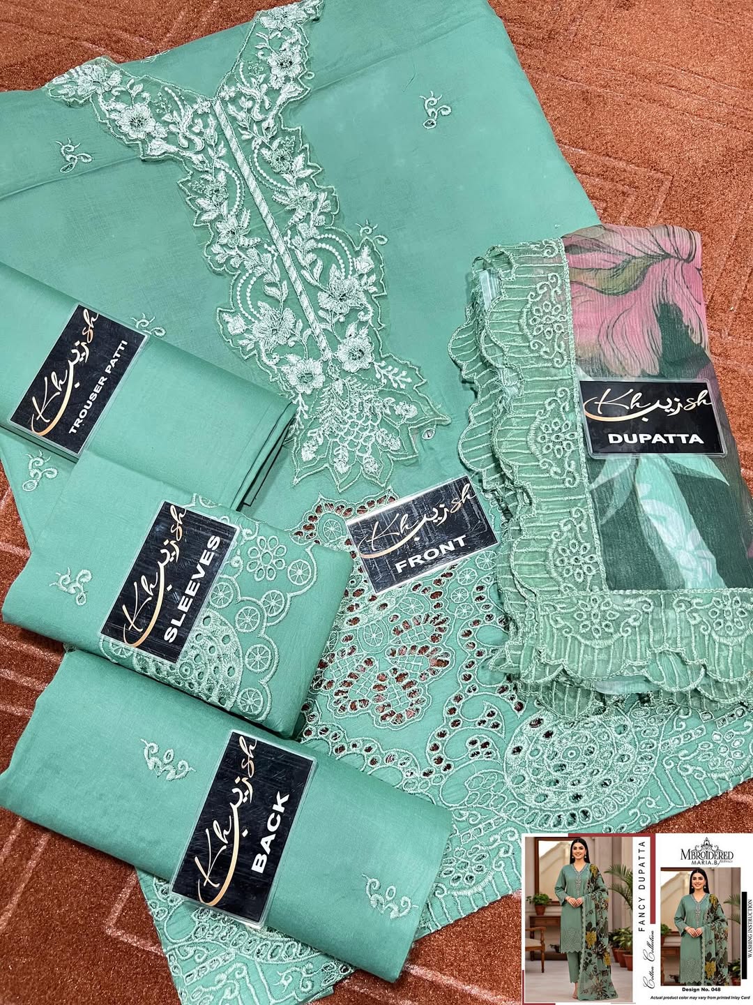 3-PC Cotton Suit With chiffon Digital print Dupatta KZ-1002