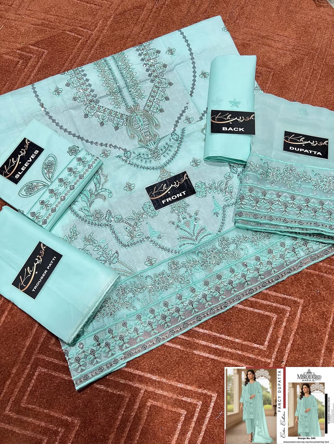 3-PC Cotton Suit With chiffon Digital print Dupatta KZ-1003