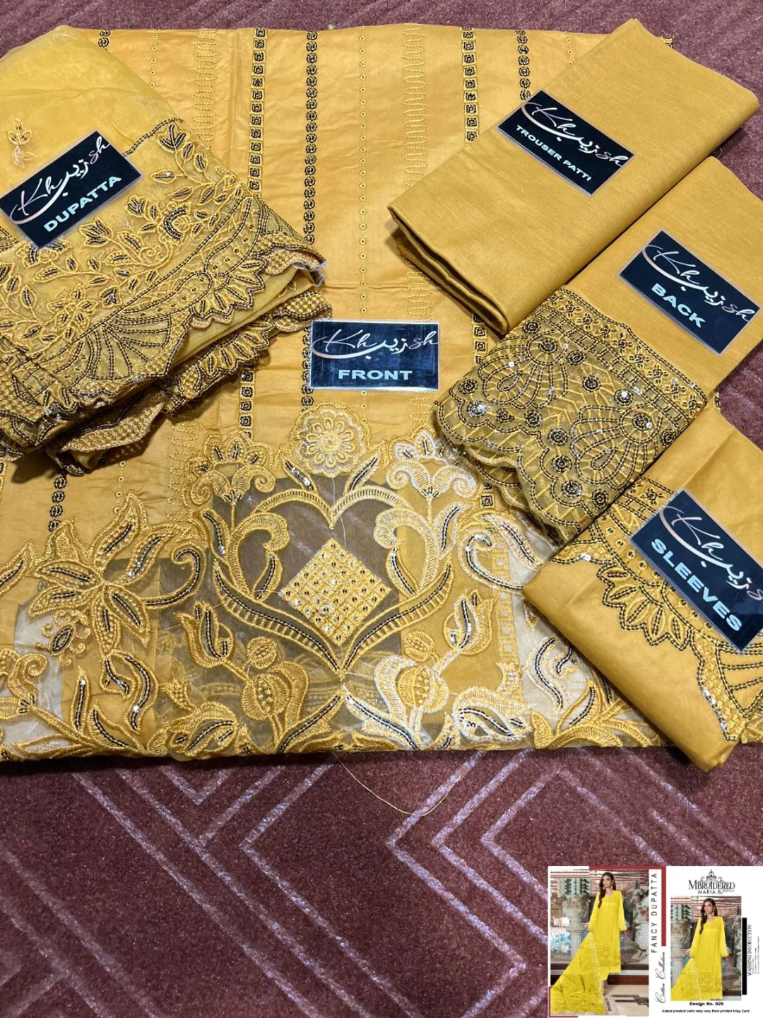 3-PC Cotton Suit with Organza Dupatta KZ-1008