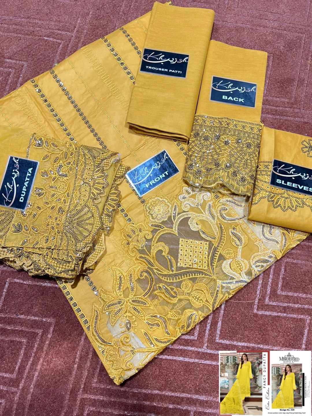 3-PC Cotton Suit with Organza Dupatta KZ-1008