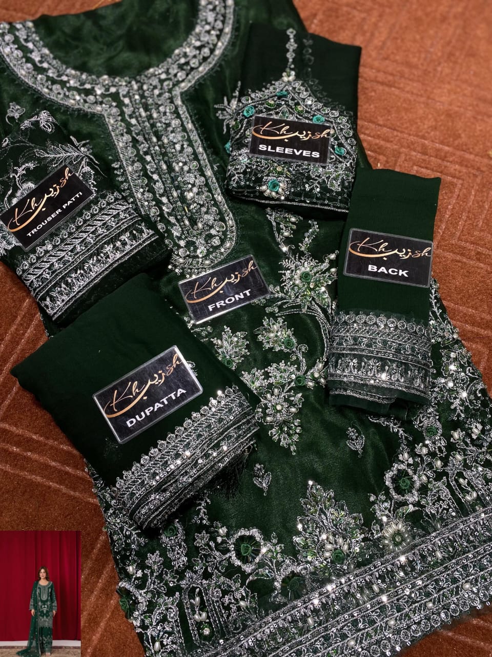 3-PC Chiffon suit with silk trouser KZ1005