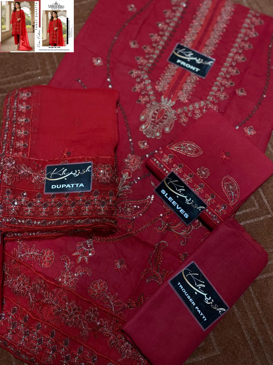 3-PC COTTON CHICKENKARI WITH Chiffon Dupatta KZ1004