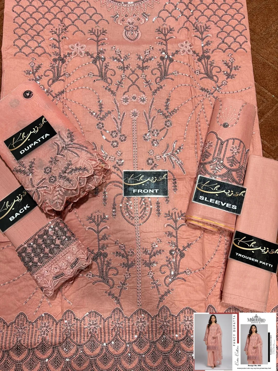 3-PC Cotton suit with organza Dupatta KZ-1007