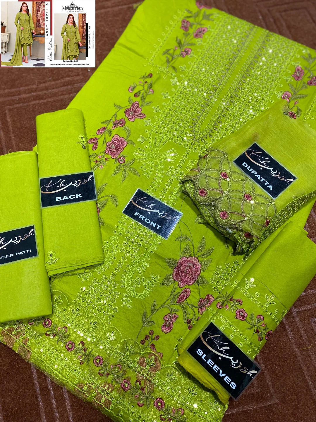 3-PC Cotton Suit With Chiffon Dupatta KZ-1006
