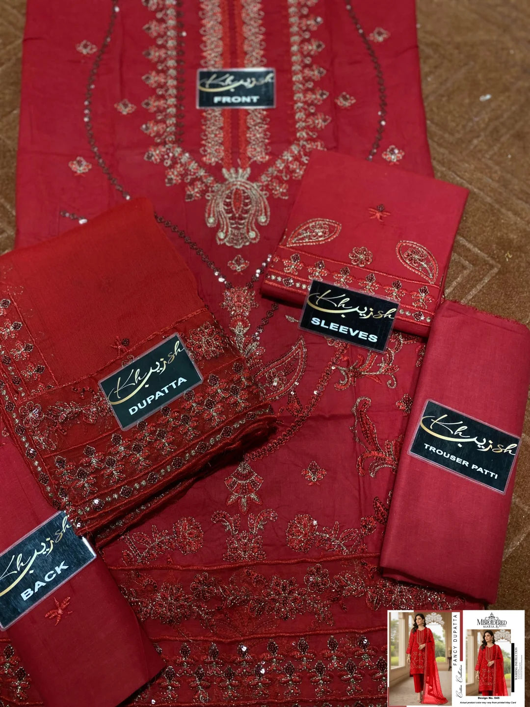 3-PC COTTON CHICKENKARI WITH Chiffon Dupatta KZ1004