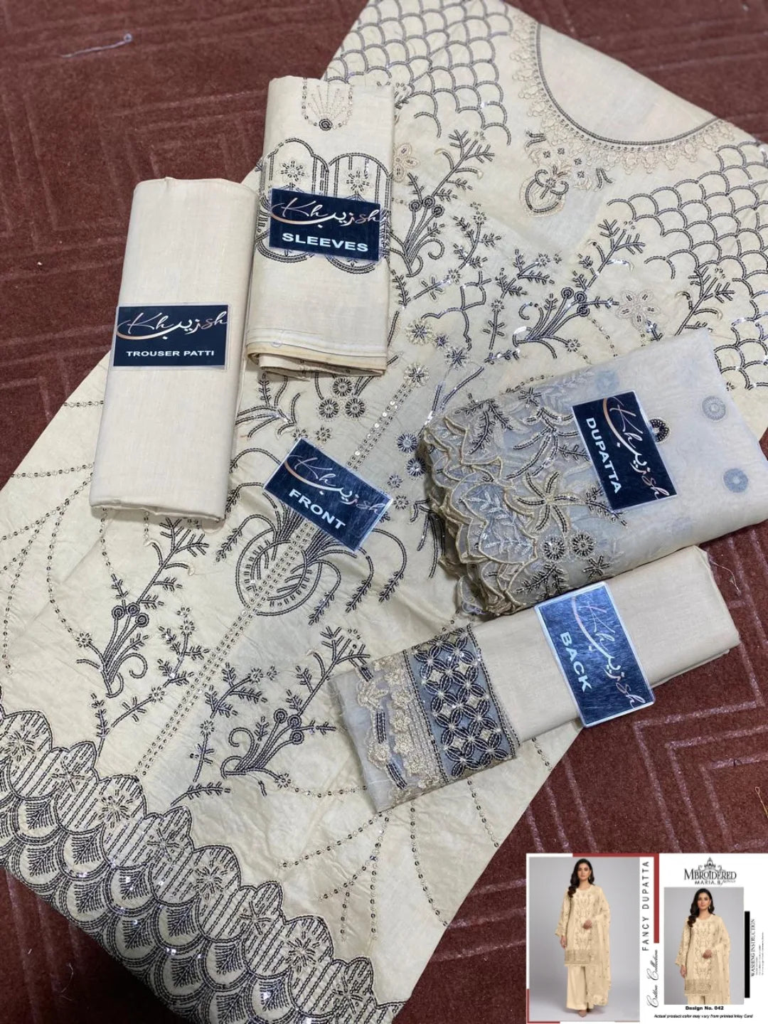 3-PC SUIT ON COTTON WITH ORGANZA DUPATTA KZ-1012