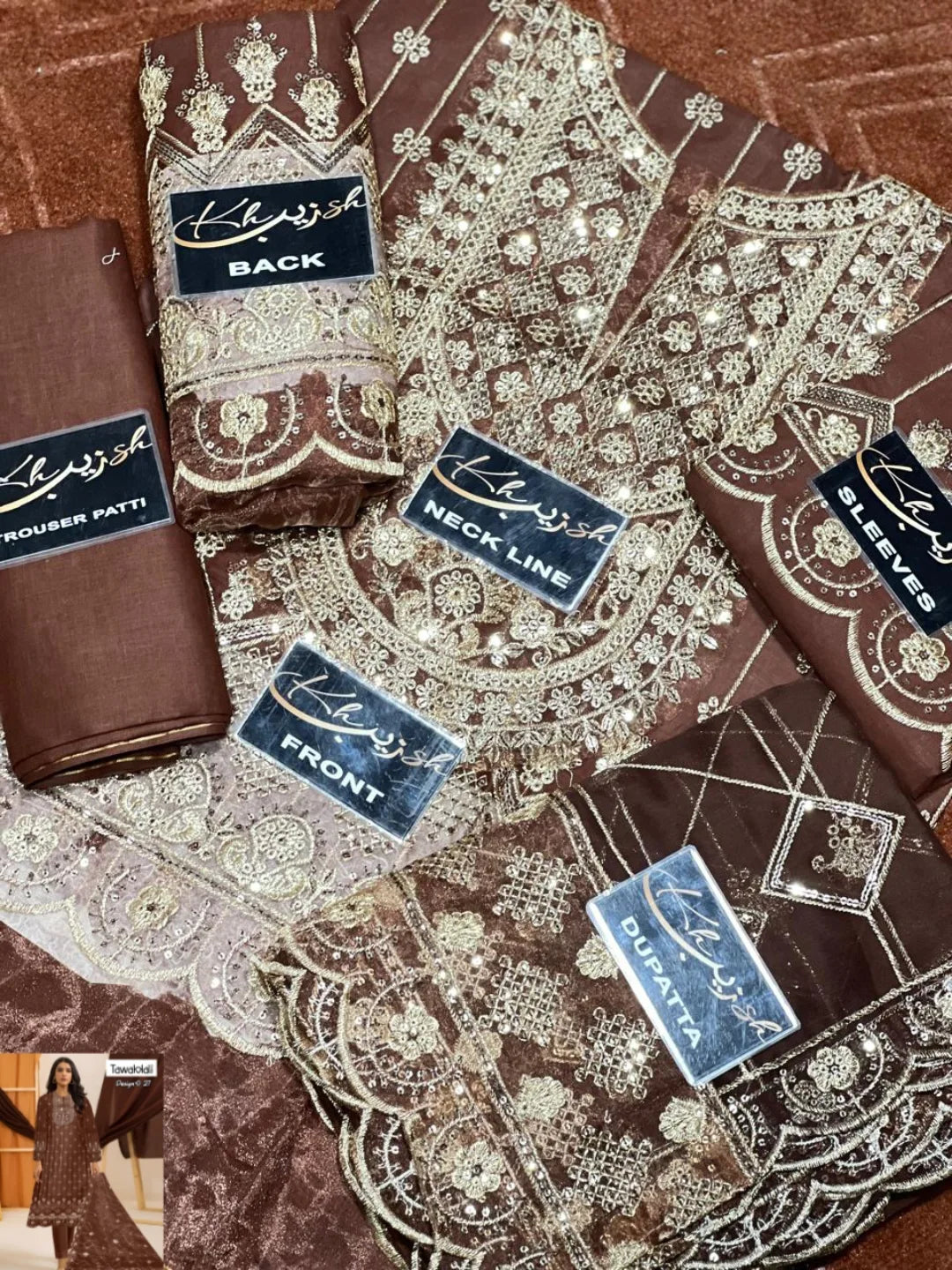 3-Pc Cotton with Chiffon Dupatta KZ-1009