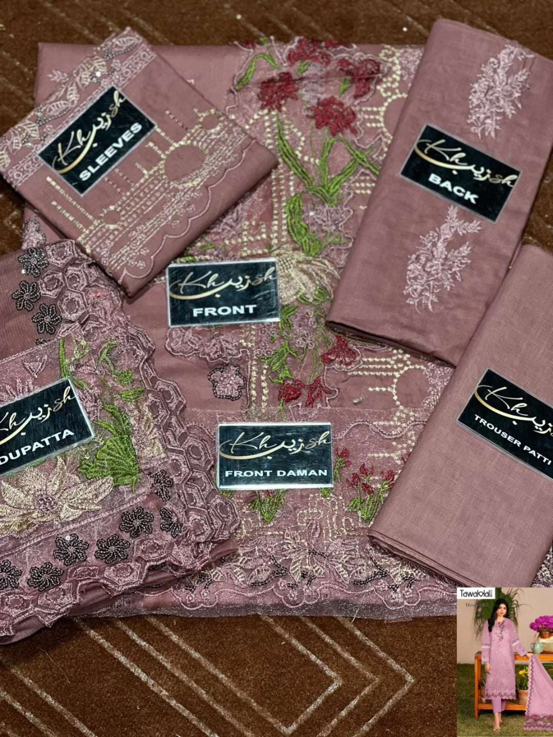 3-PC Cotton Embroidery suit with Chiffon Dupatta KZ-1010