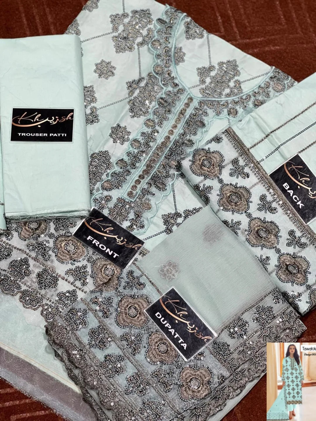 3-PC CottonSuit With Chiffon Dupatta KZ-1011