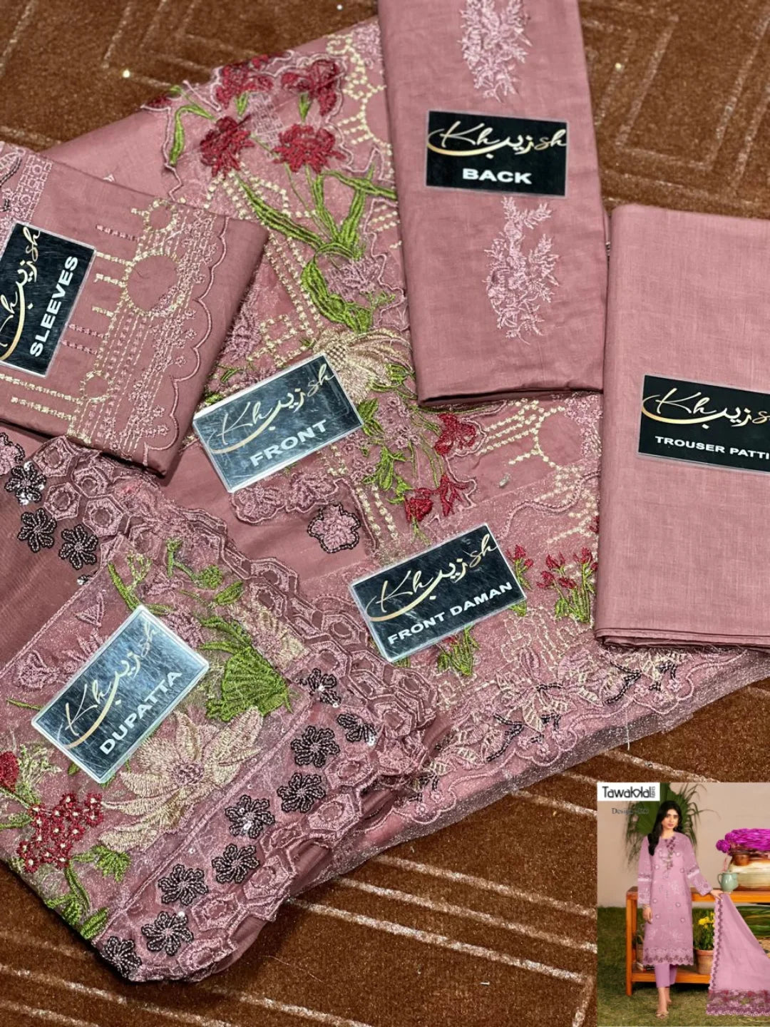 3-PC Cotton Embroidery suit with Chiffon Dupatta KZ-1010